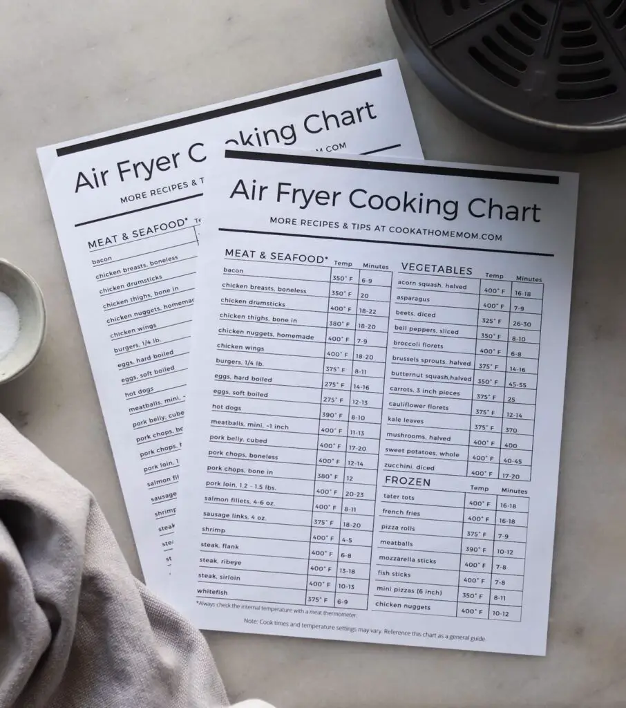 Air Fryer Conversion Chart for Frozen Food